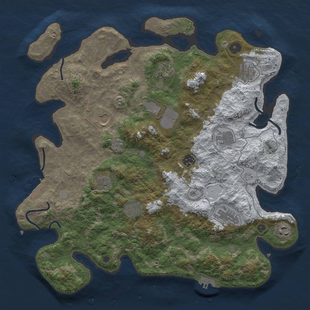 Rust Map: Procedural Map, Size: 4000, Seed: 465, 20 Monuments