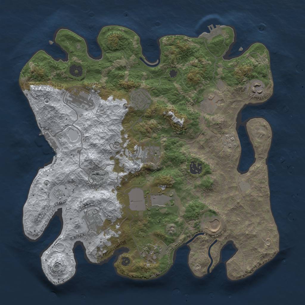 Rust Map: Procedural Map, Size: 3500, Seed: 762598092, 20 Monuments