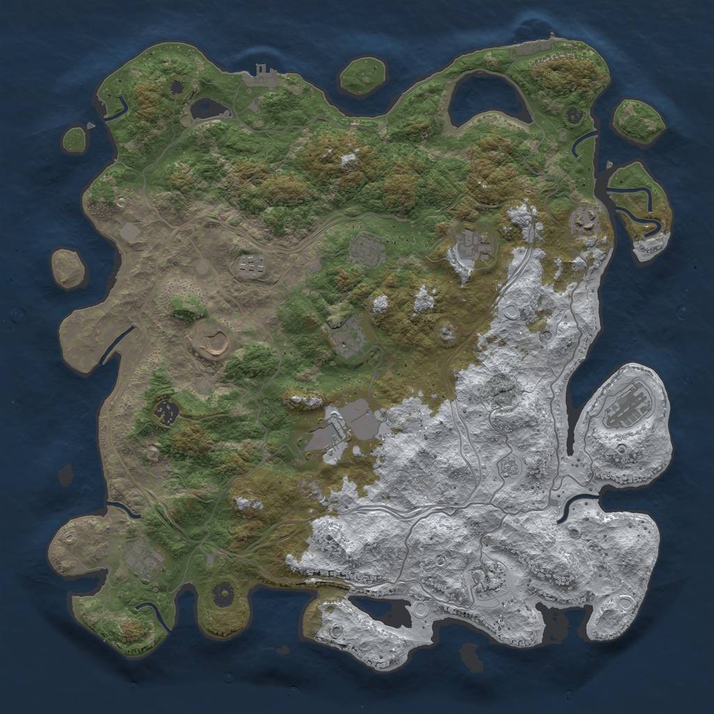 Rust Map: Procedural Map, Size: 4500, Seed: 322929270, 20 Monuments