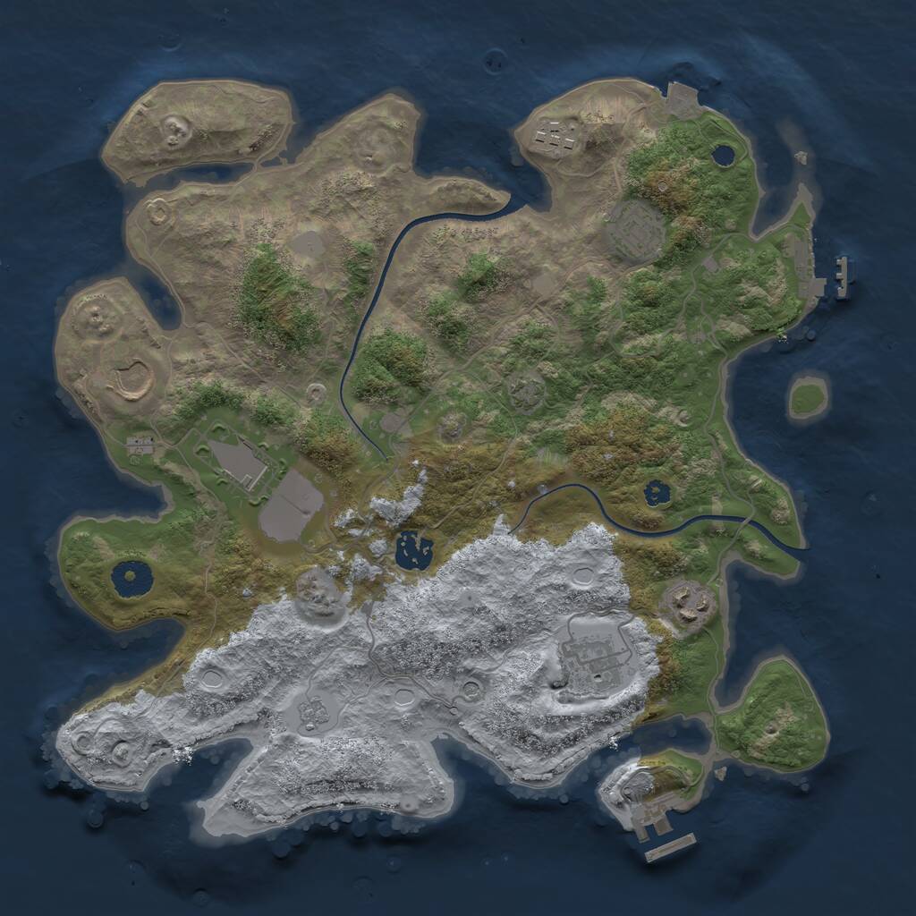 Rust Map: Procedural Map, Size: 3500, Seed: 1037094320, 13 Monuments