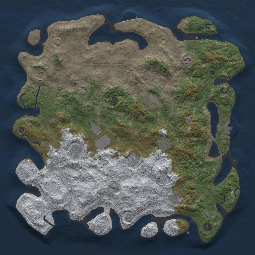 Rust Map: Procedural Map, Size: 4500, Seed: 1298043793, 20 Monuments