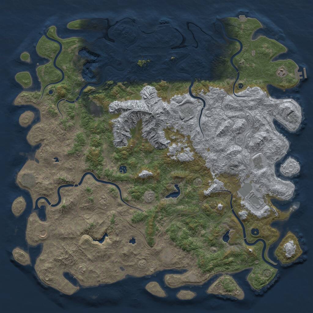 Rust Map: Procedural Map, Size: 6000, Seed: 254513264, 17 Monuments