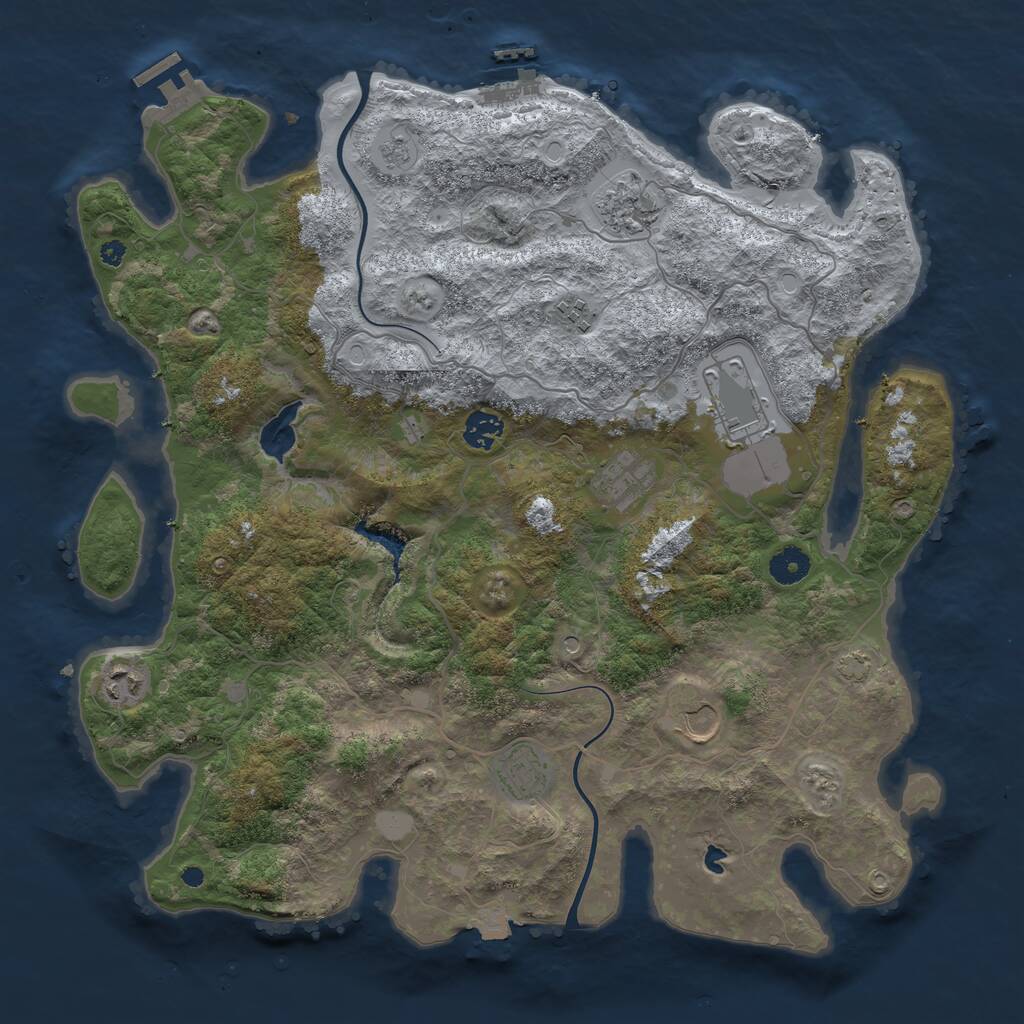 Rust Map: Procedural Map, Size: 4000, Seed: 91592105, 14 Monuments