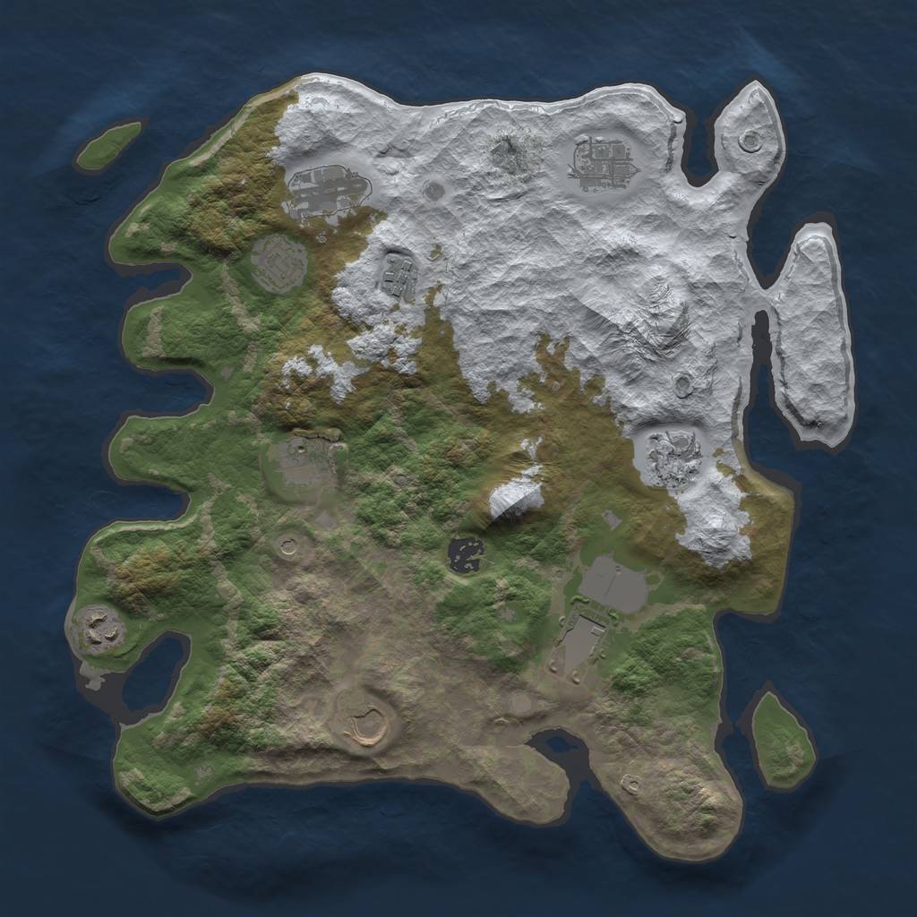 Rust Map: Barren, Size: 3700, Seed: 555322, 13 Monuments