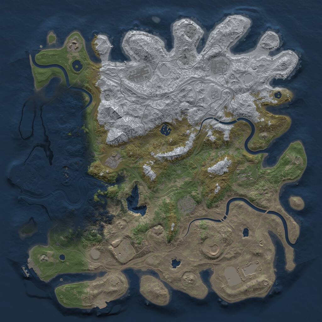 Rust Map: Procedural Map, Size: 4500, Seed: 851359665, 17 Monuments