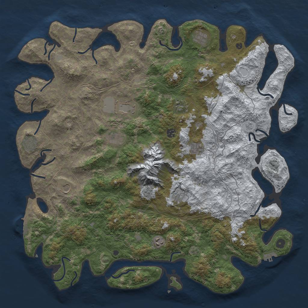 Rust Map: Procedural Map, Size: 5000, Seed: 850480768, 20 Monuments