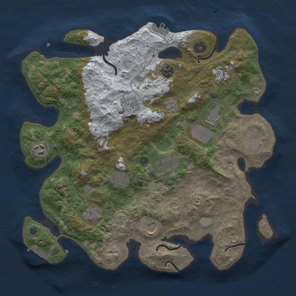 Rust Map: Procedural Map, Size: 3700, Seed: 1879928146, 20 Monuments