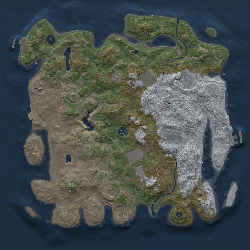 Rust Map: Procedural Map, Size: 4000, Seed: 1937525269, 14 Monuments