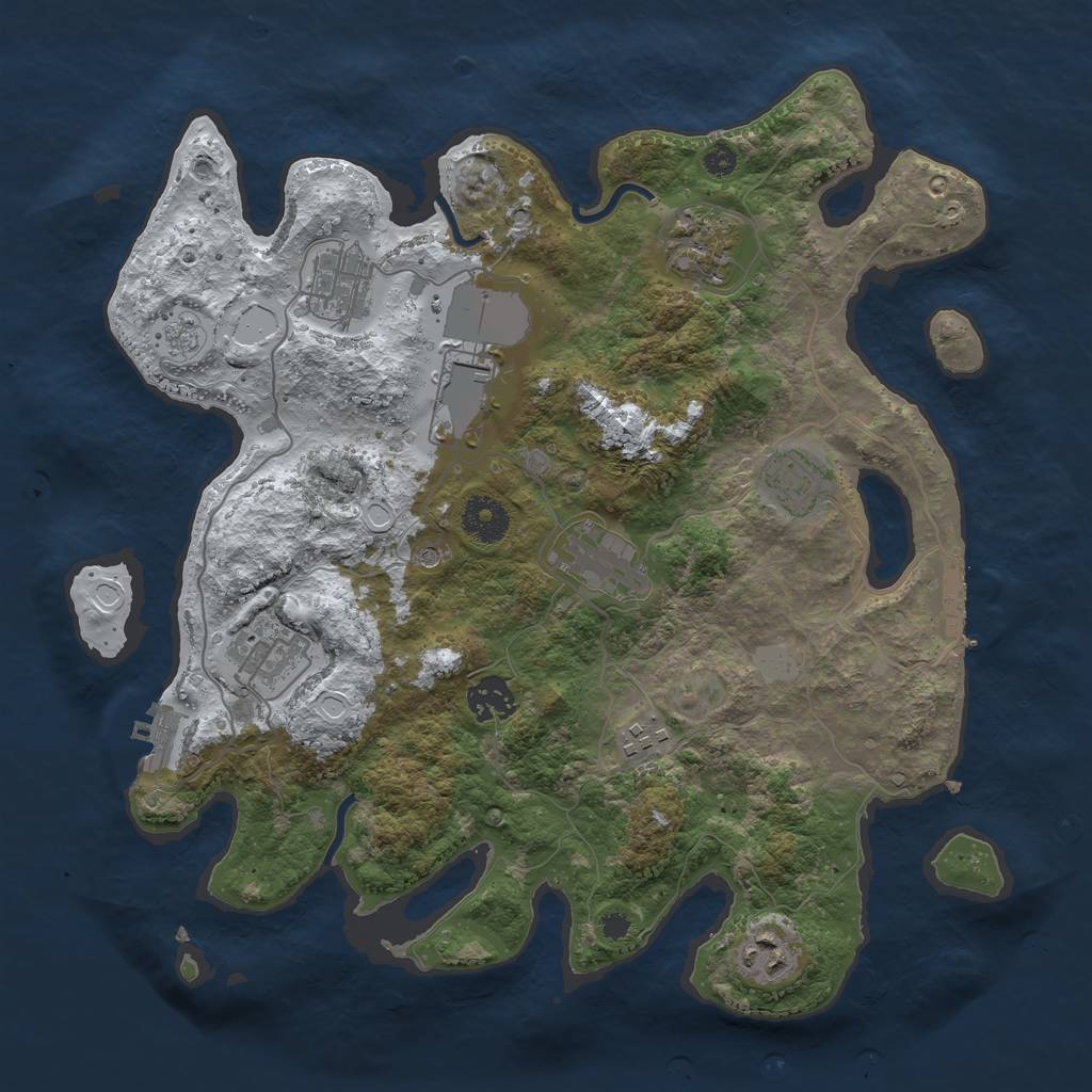 Rust Map: Procedural Map, Size: 3500, Seed: 876304231, 18 Monuments