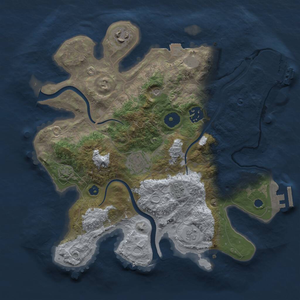 Rust Map: Procedural Map, Size: 3000, Seed: 3463, 10 Monuments