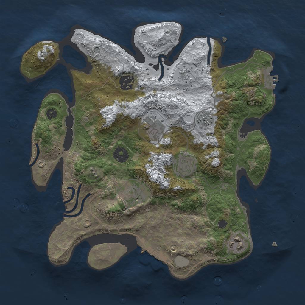 Rust Map: Procedural Map, Size: 3000, Seed: 2356, 14 Monuments
