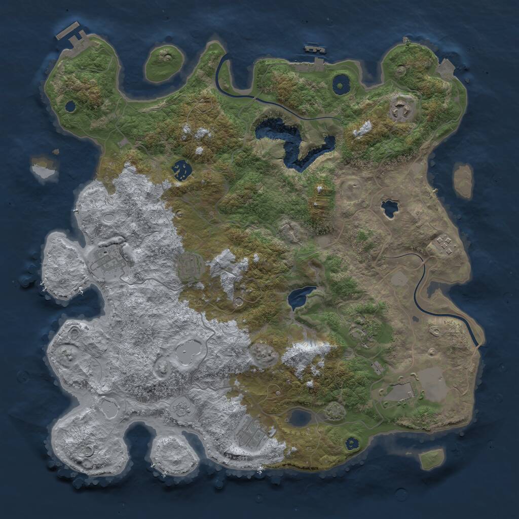 Rust Map: Procedural Map, Size: 4000, Seed: 975075386, 14 Monuments