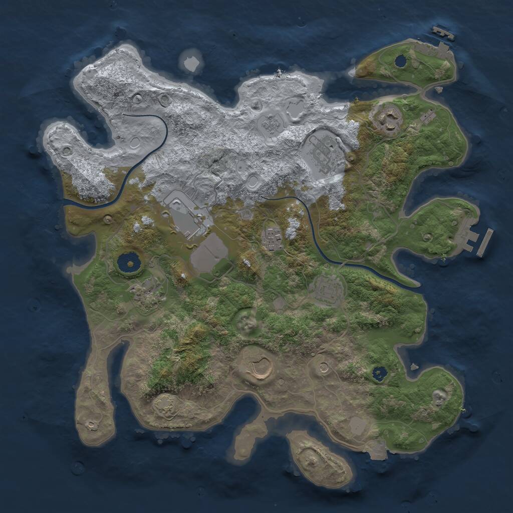 Rust Map: Procedural Map, Size: 3500, Seed: 8361, 13 Monuments