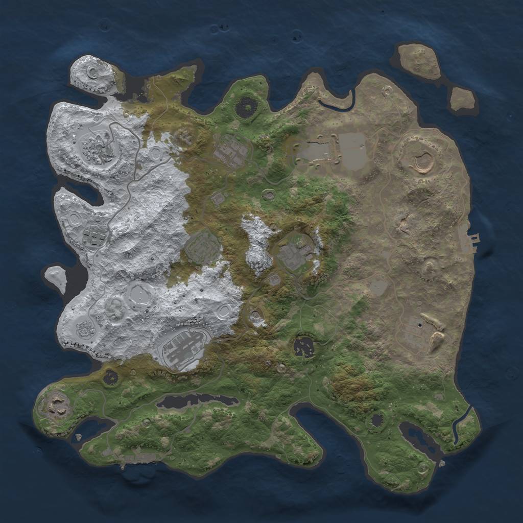 Rust Map: Procedural Map, Size: 3700, Seed: 1887189757, 20 Monuments