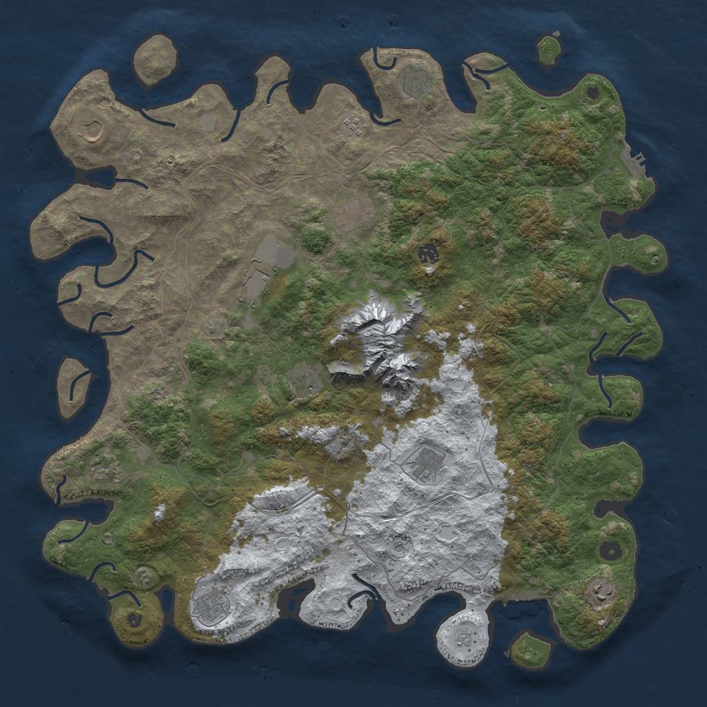 Rust Map: Procedural Map, Size: 5000, Seed: 7392538, 20 Monuments
