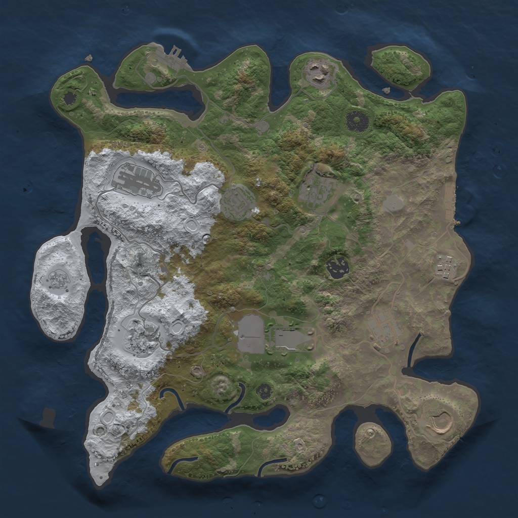 Rust Map: Procedural Map, Size: 3500, Seed: 1494472707, 18 Monuments