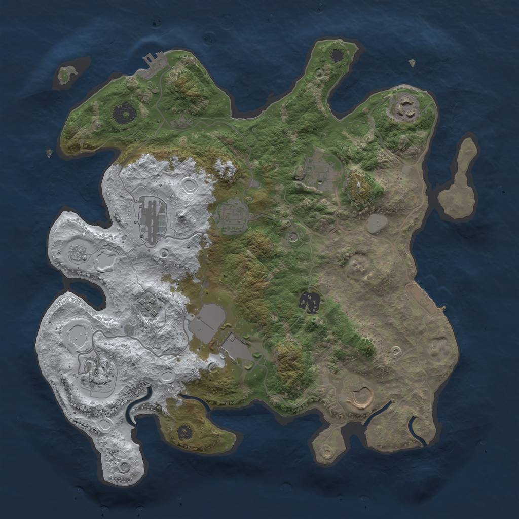 Rust Map: Procedural Map, Size: 3500, Seed: 1438614428, 18 Monuments
