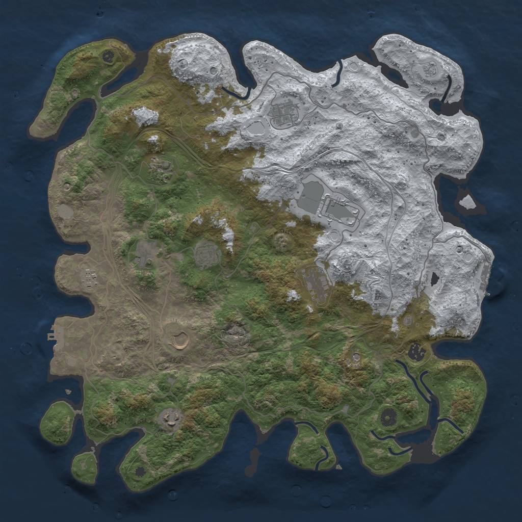 Rust Map: Procedural Map, Size: 4500, Seed: 525409233, 19 Monuments