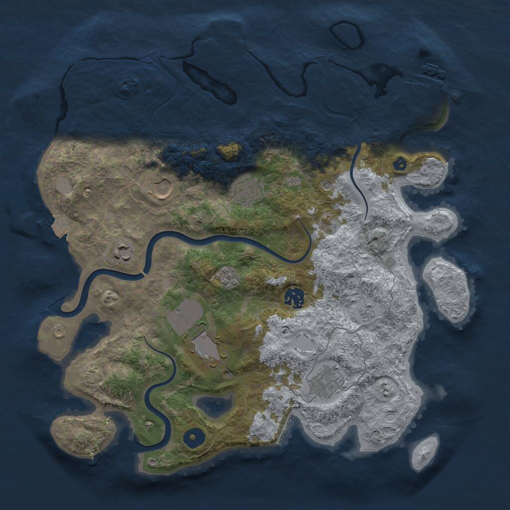 Rust Map: Procedural Map, Size: 3700, Seed: 977150447, 13 Monuments