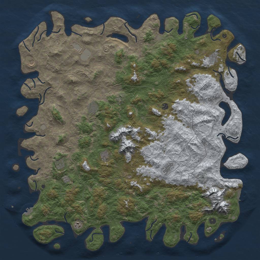 Rust Map: Procedural Map, Size: 6000, Seed: 493722, 20 Monuments
