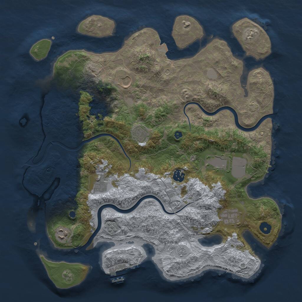 Rust Map: Procedural Map, Size: 3850, Seed: 769651735, 13 Monuments