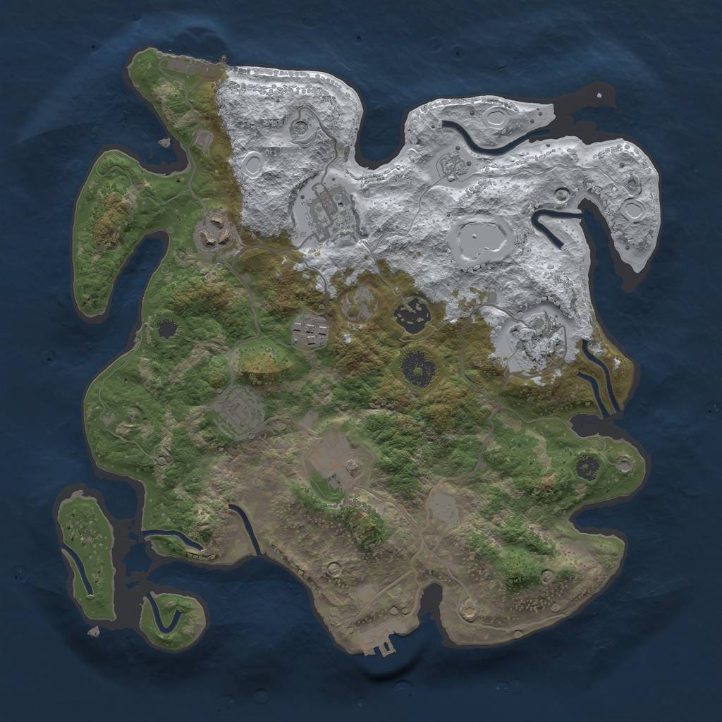 Rust Map: Procedural Map, Size: 3200, Seed: 23384, 16 Monuments