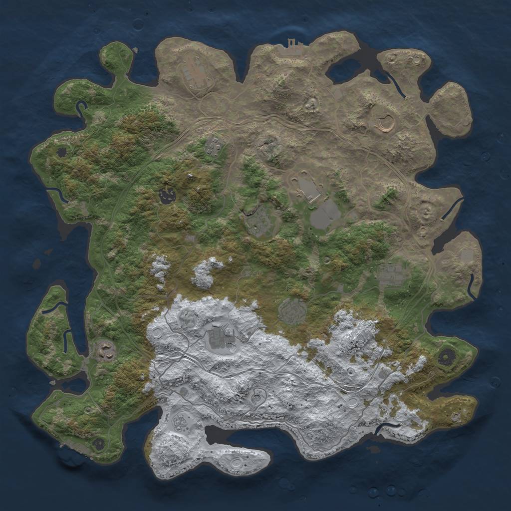 Rust Map: Procedural Map, Size: 4400, Seed: 130309, 19 Monuments