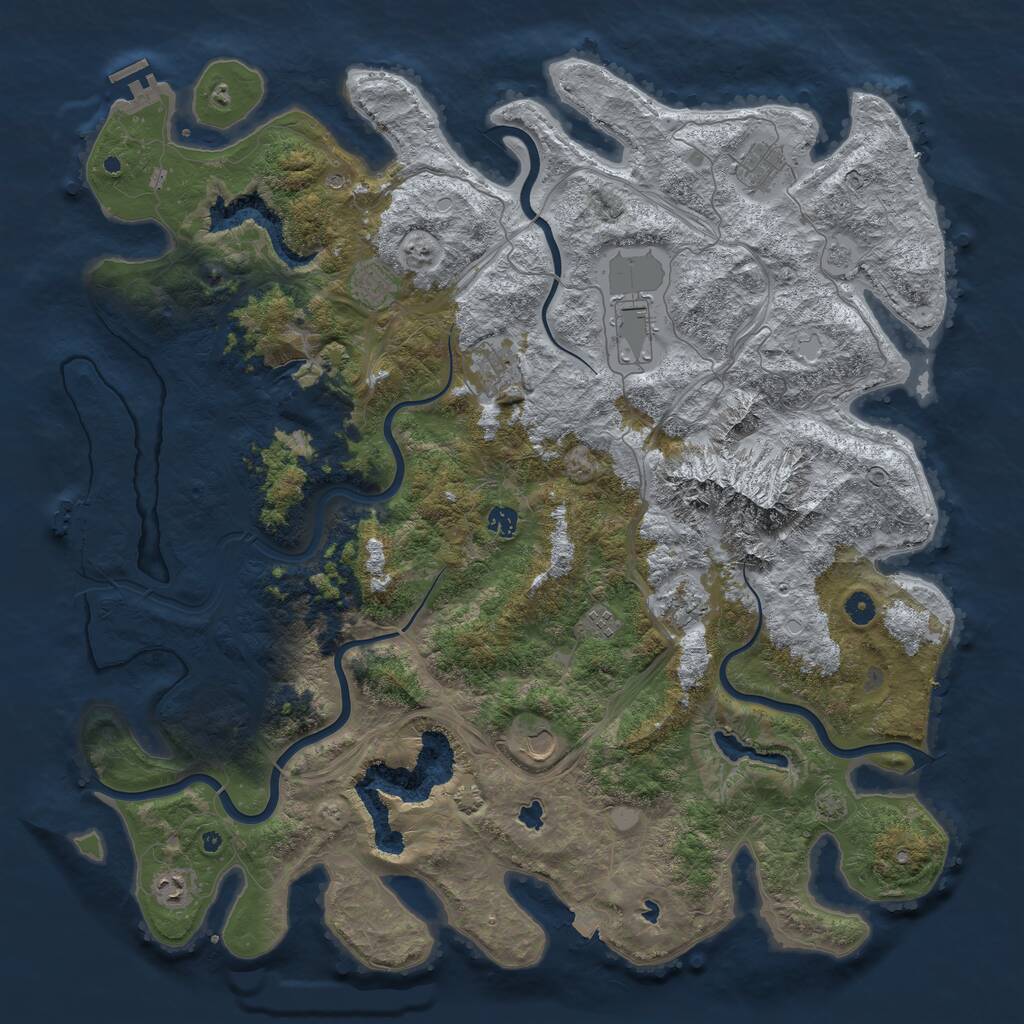 Rust Map: Procedural Map, Size: 5000, Seed: 1158696431, 15 Monuments