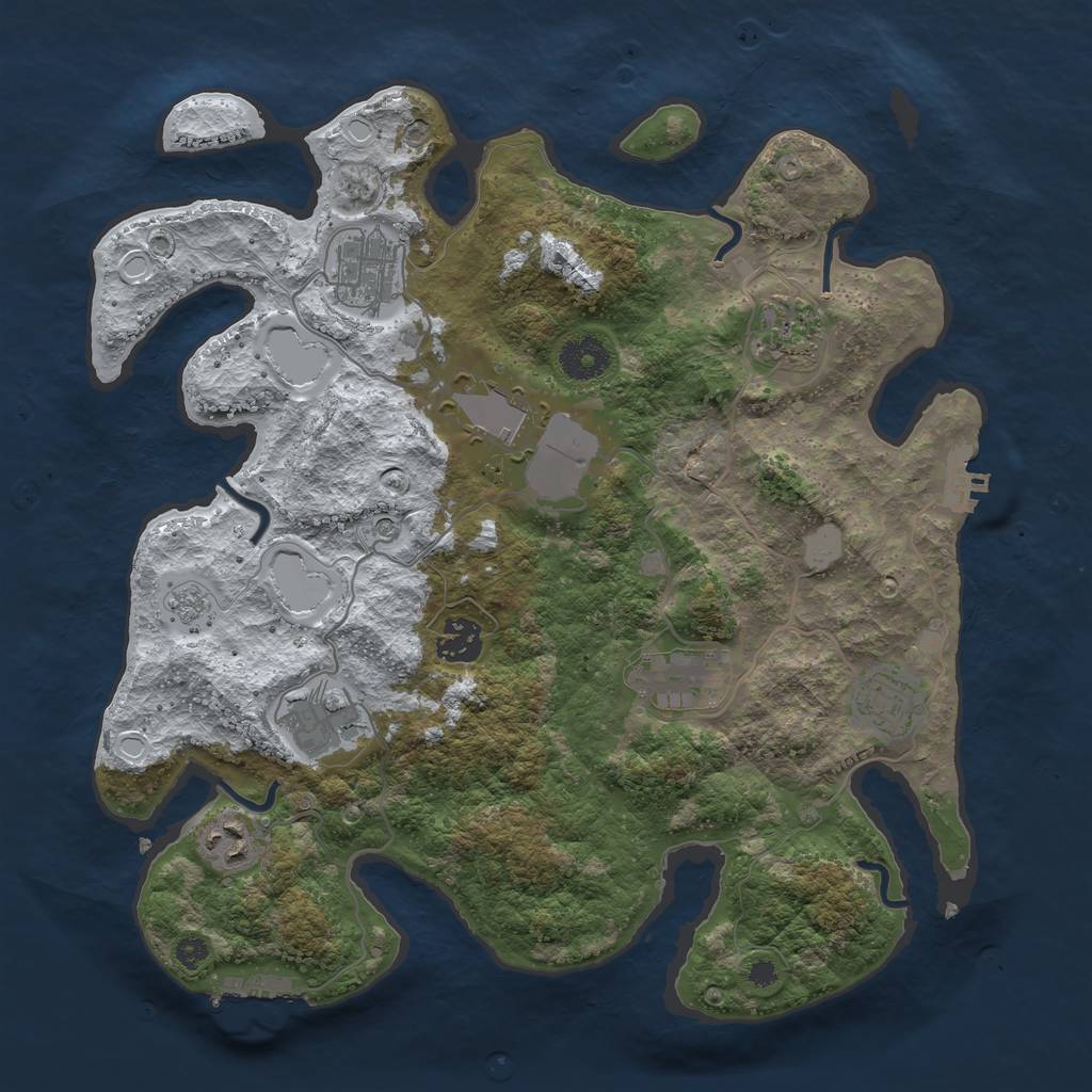 Rust Map: Procedural Map, Size: 3500, Seed: 2094395645, 17 Monuments