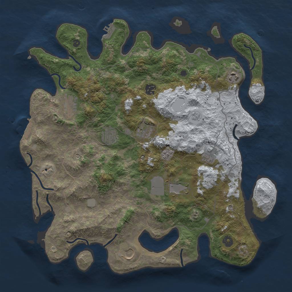 Rust Map: Procedural Map, Size: 4000, Seed: 1592589794, 18 Monuments