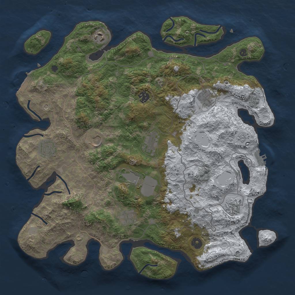 Rust Map: Procedural Map, Size: 4000, Seed: 45634, 19 Monuments