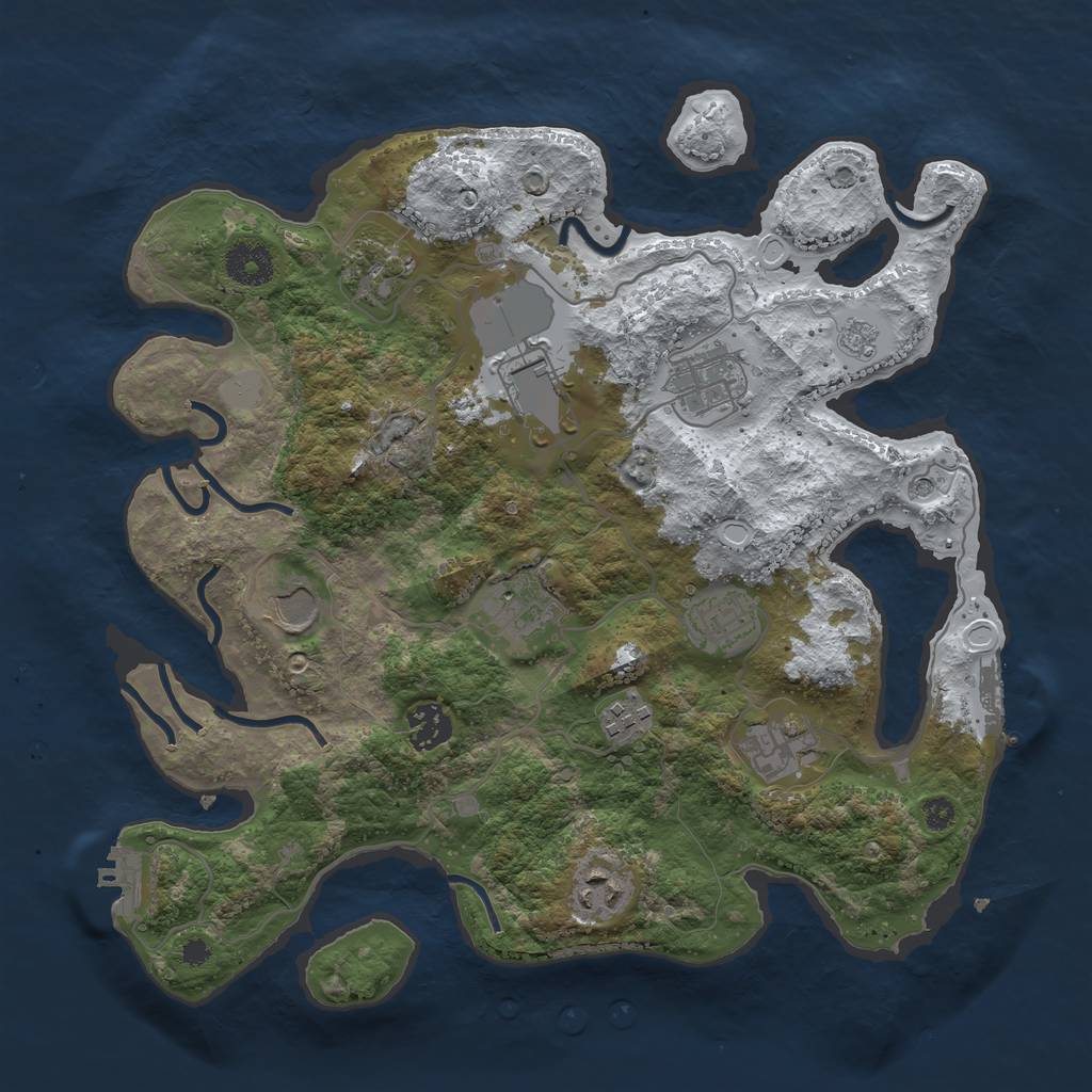 Rust Map: Procedural Map, Size: 3500, Seed: 355906458, 19 Monuments