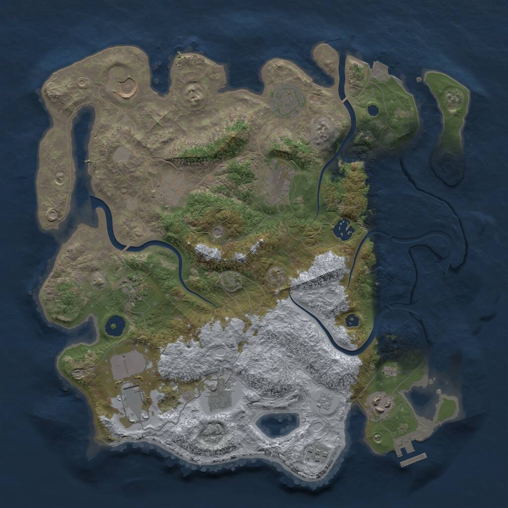 Rust Map: Procedural Map, Size: 3750, Seed: 428518751, 15 Monuments