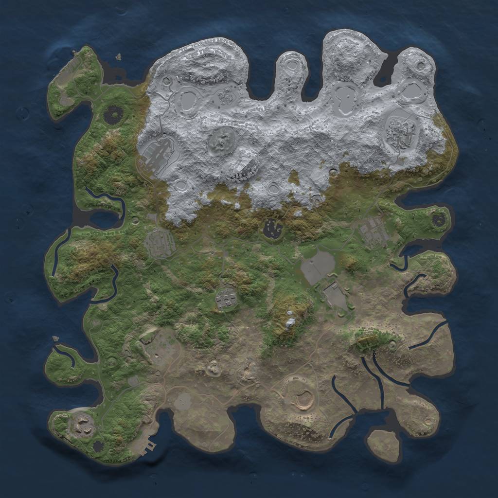 Rust Map: Procedural Map, Size: 3850, Seed: 1112249369, 19 Monuments