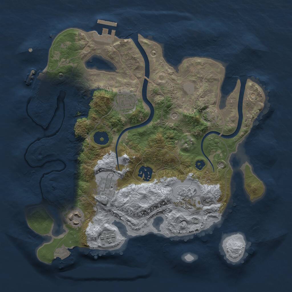 Rust Map: Procedural Map, Size: 3000, Seed: 3642, 11 Monuments