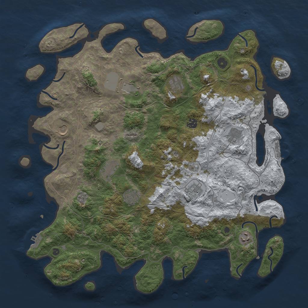 Rust Map: Procedural Map, Size: 4500, Seed: 493722, 19 Monuments