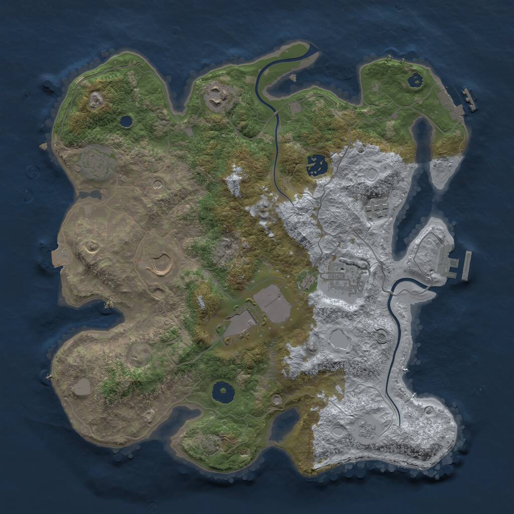 Rust Map: Procedural Map, Size: 3500, Seed: 1464450374, 13 Monuments
