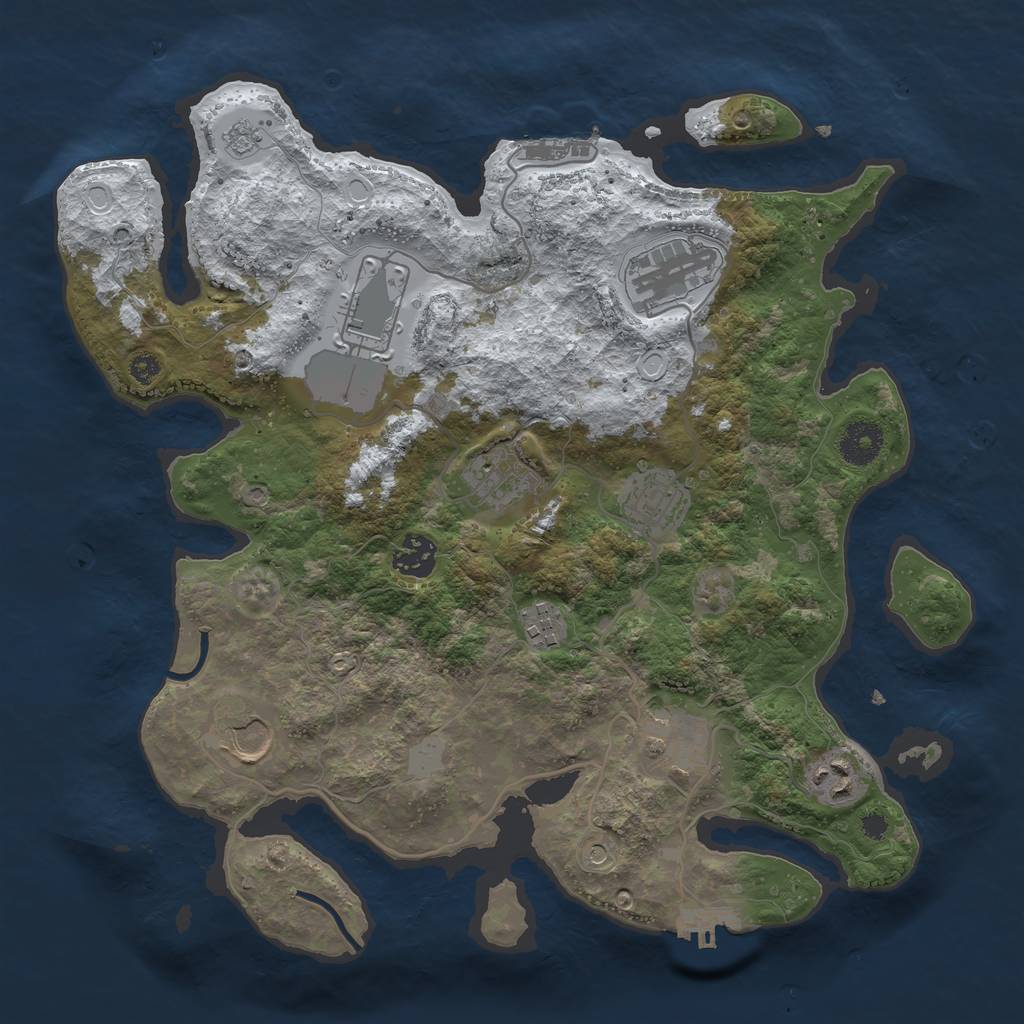 Rust Map: Procedural Map, Size: 3500, Seed: 194088263, 18 Monuments