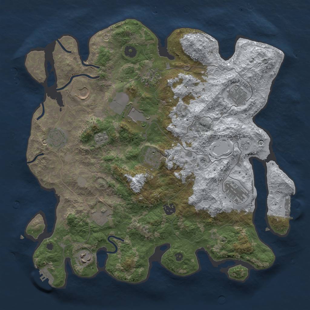 Rust Map: Procedural Map, Size: 3850, Seed: 680067340, 20 Monuments