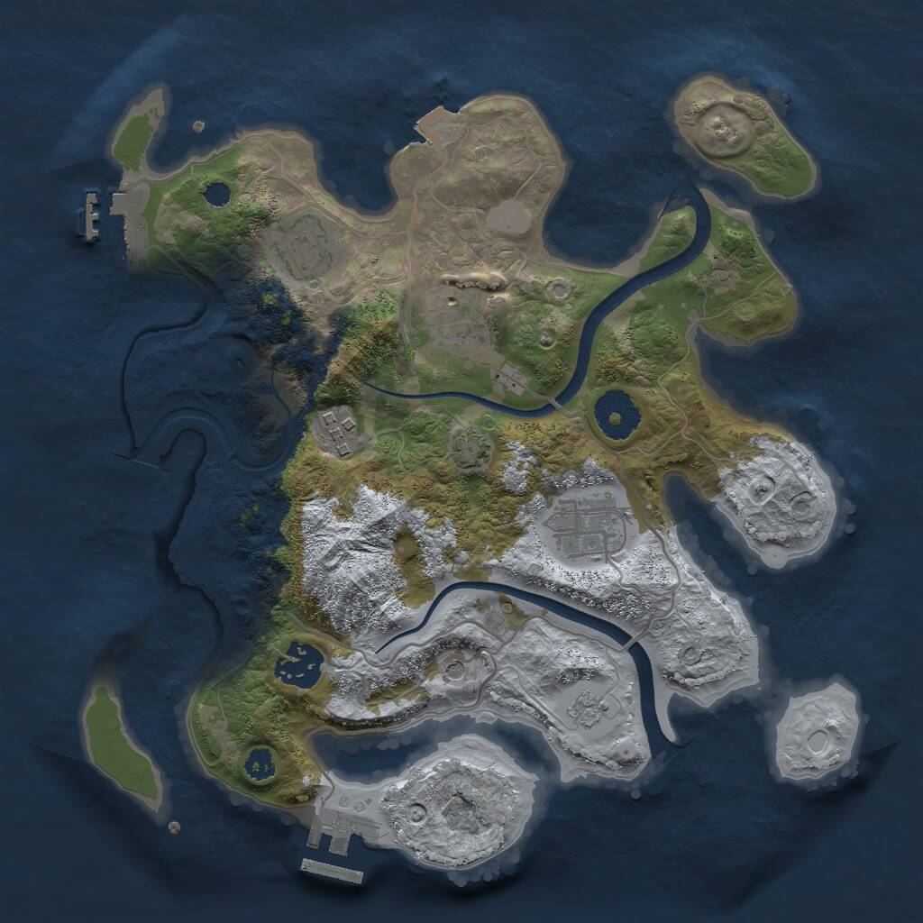 Rust Map: Procedural Map, Size: 3000, Seed: 1000019, 11 Monuments