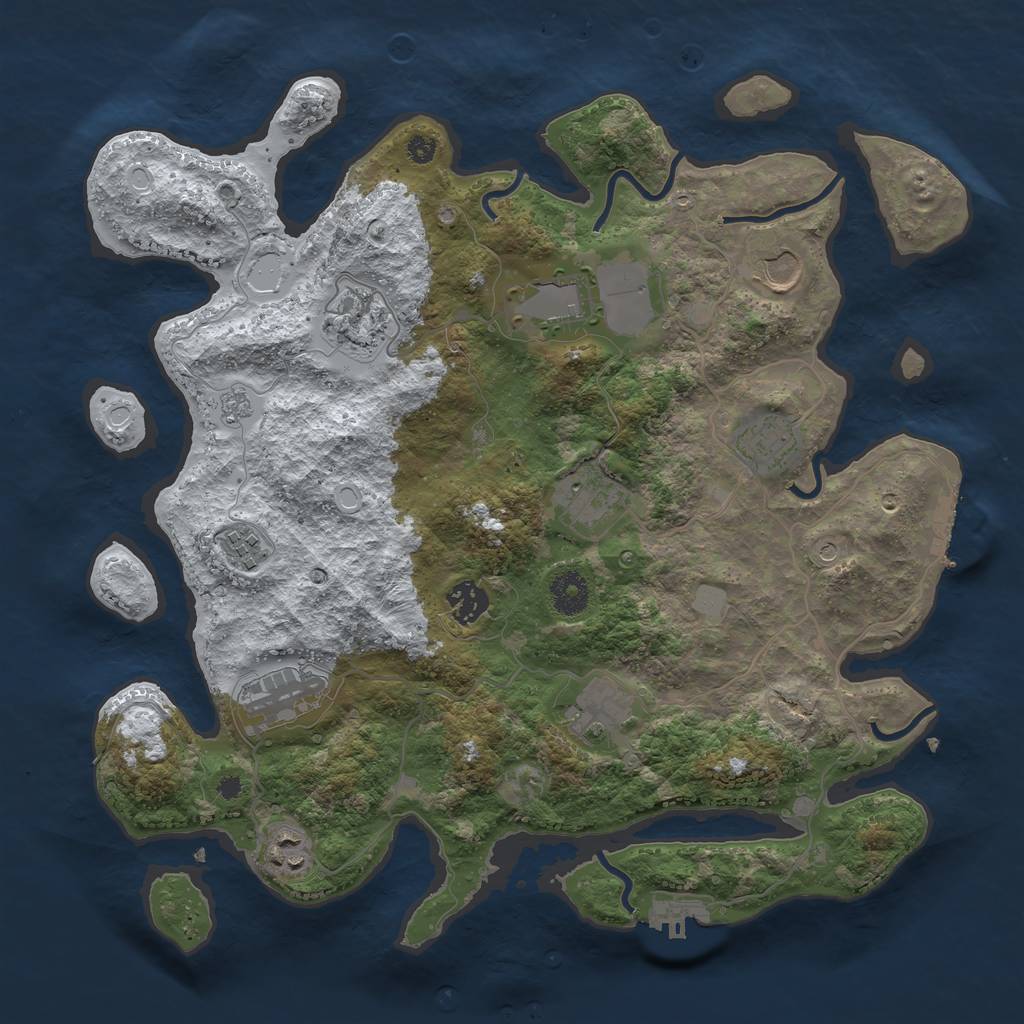 Rust Map: Procedural Map, Size: 3700, Seed: 598124668, 19 Monuments