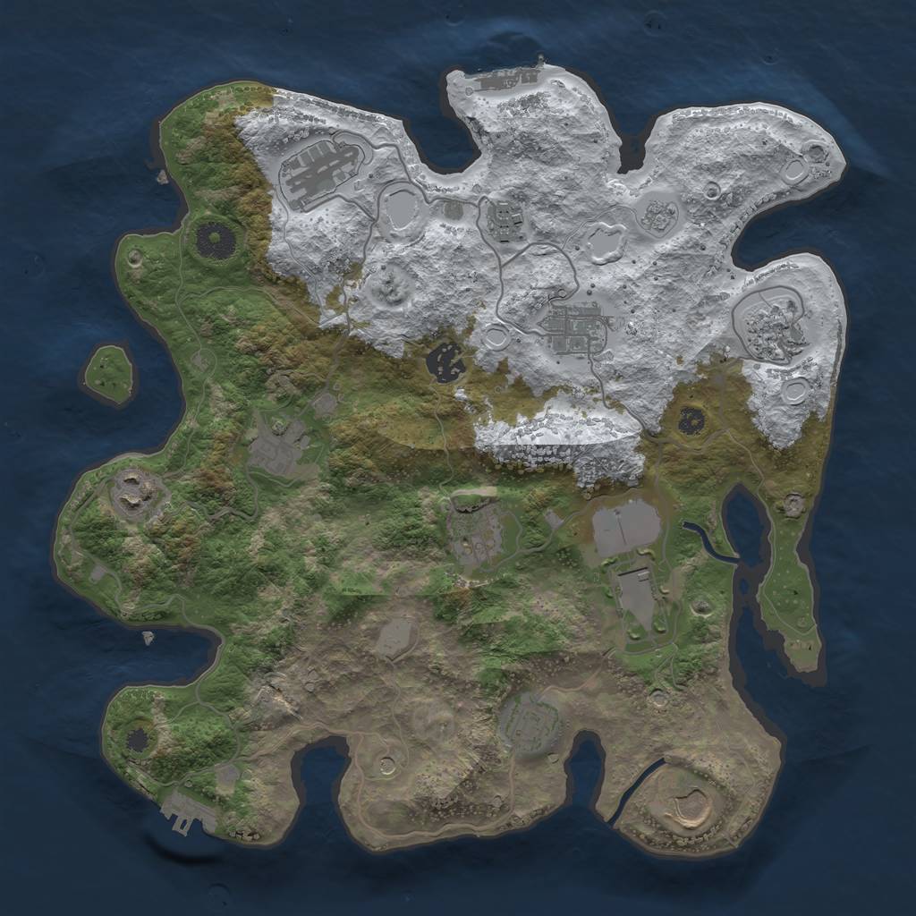 Rust Map: Procedural Map, Size: 3500, Seed: 2124068411, 20 Monuments