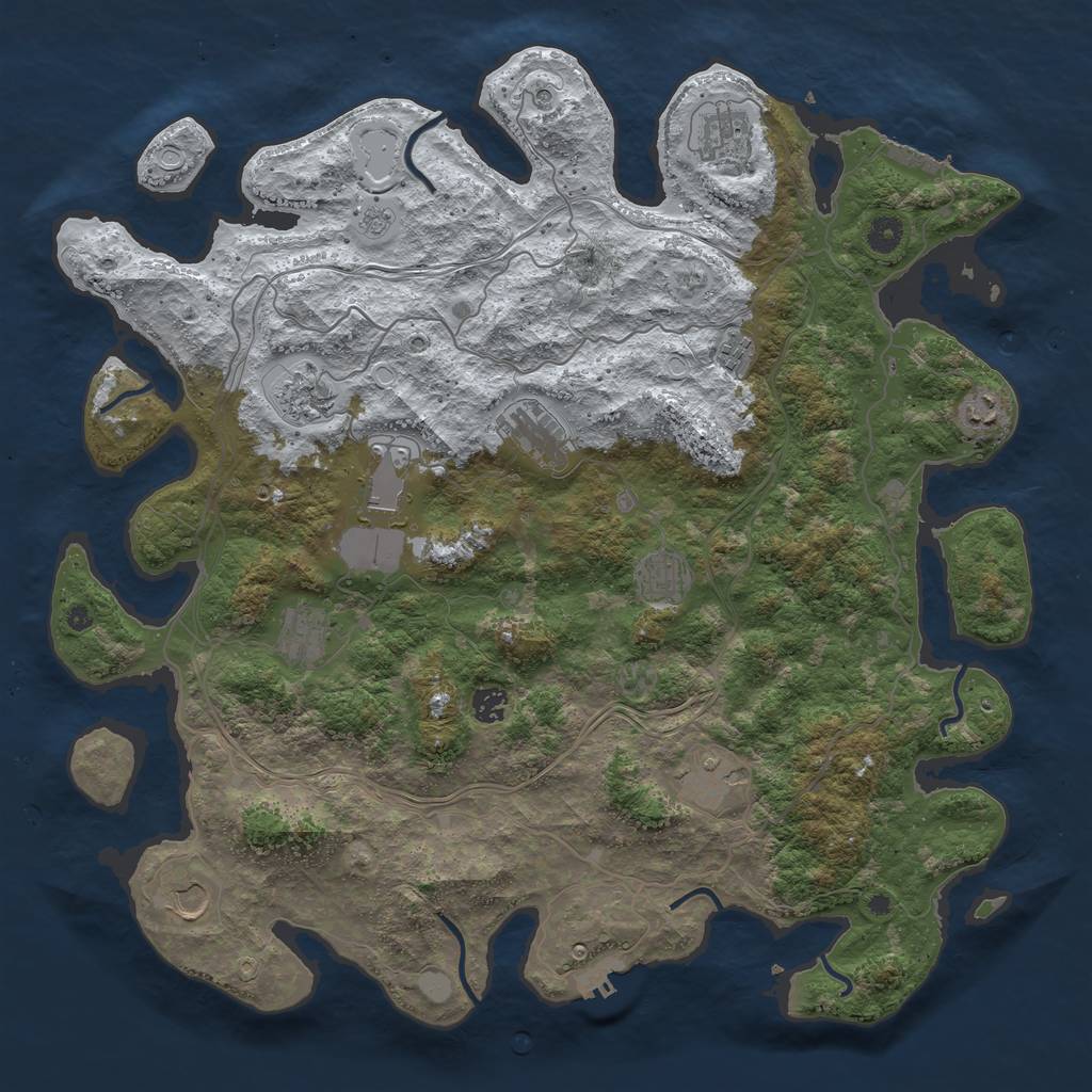 Rust Map: Procedural Map, Size: 4500, Seed: 1036036875, 20 Monuments