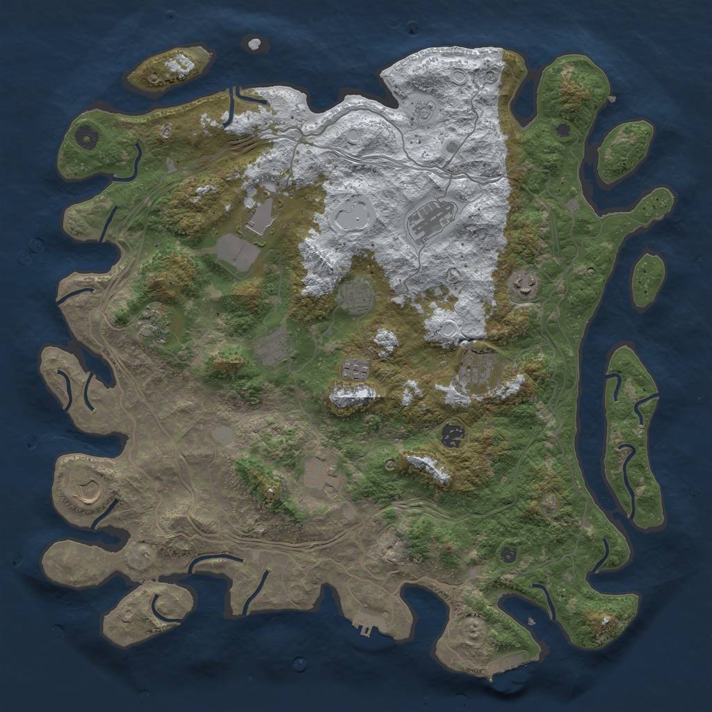 Rust Map: Procedural Map, Size: 4500, Seed: 1323281553, 20 Monuments