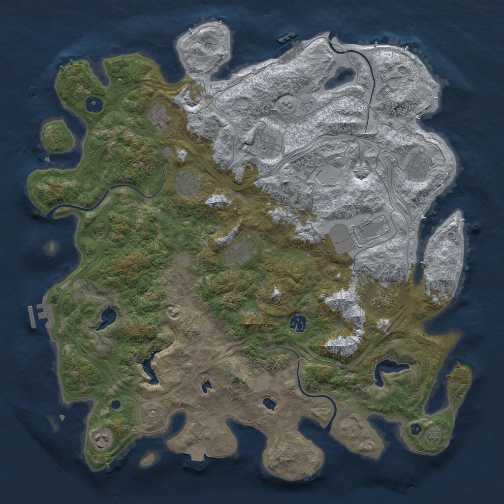 Rust Map: Procedural Map, Size: 4500, Seed: 1179902988, 16 Monuments