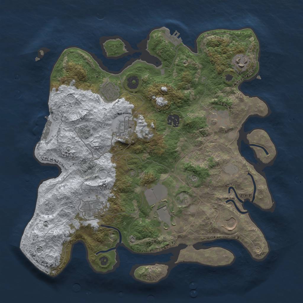 Rust Map: Procedural Map, Size: 3500, Seed: 1864534742, 18 Monuments