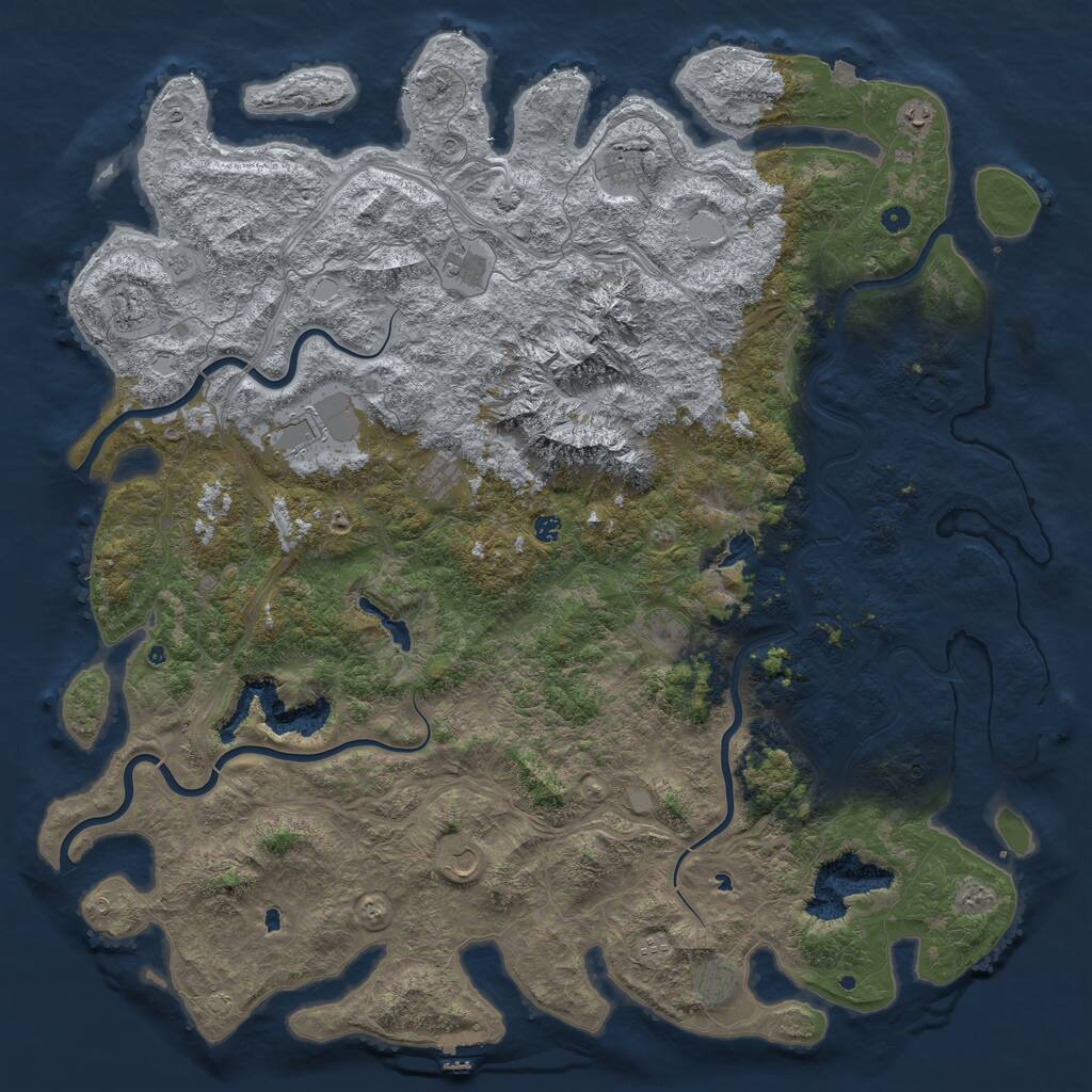 Rust Map: Procedural Map, Size: 6000, Seed: 897004782, 17 Monuments