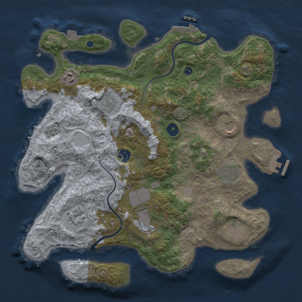 Rust Map: Procedural Map, Size: 3700, Seed: 420797841, 15 Monuments
