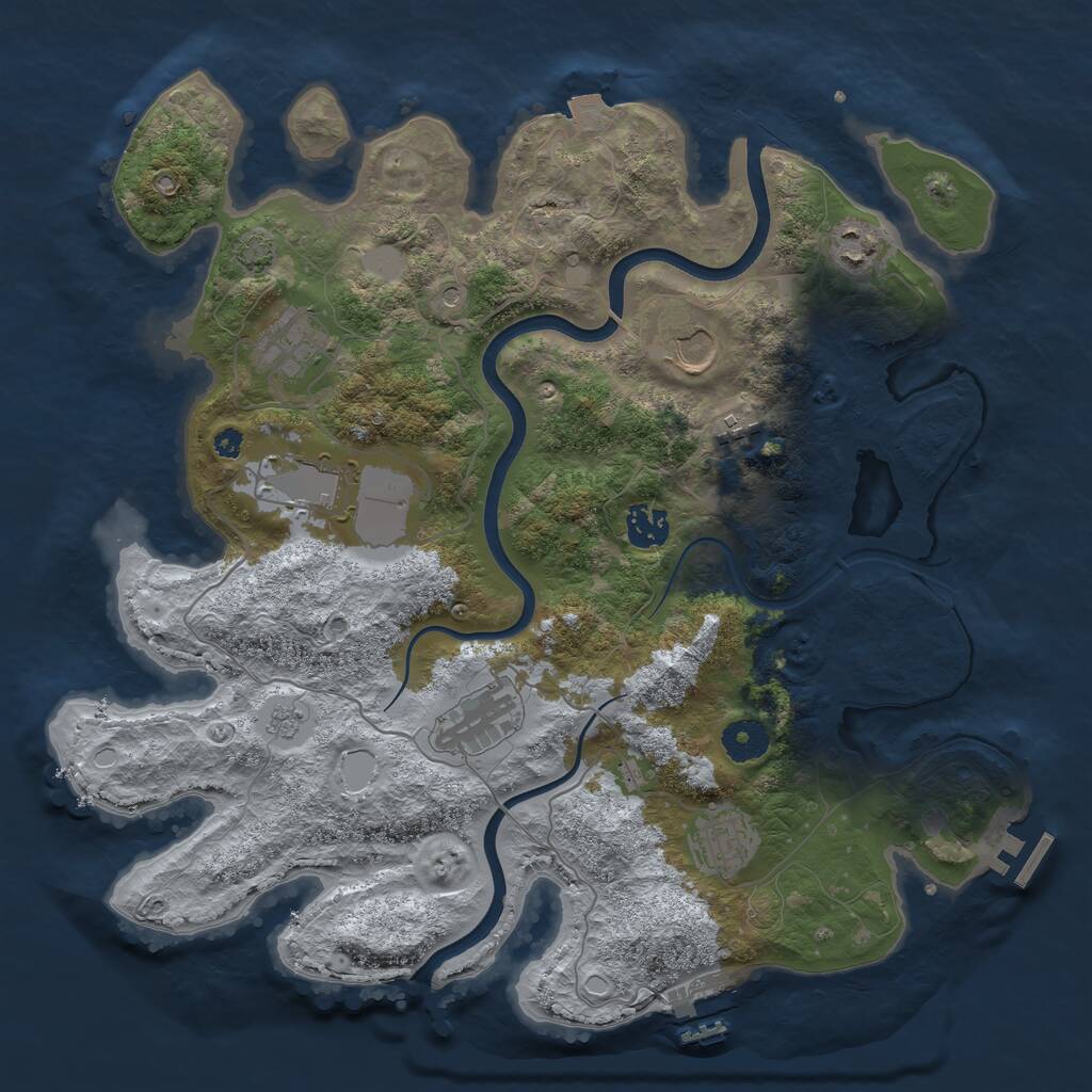 Rust Map: Procedural Map, Size: 3700, Seed: 985374043, 14 Monuments