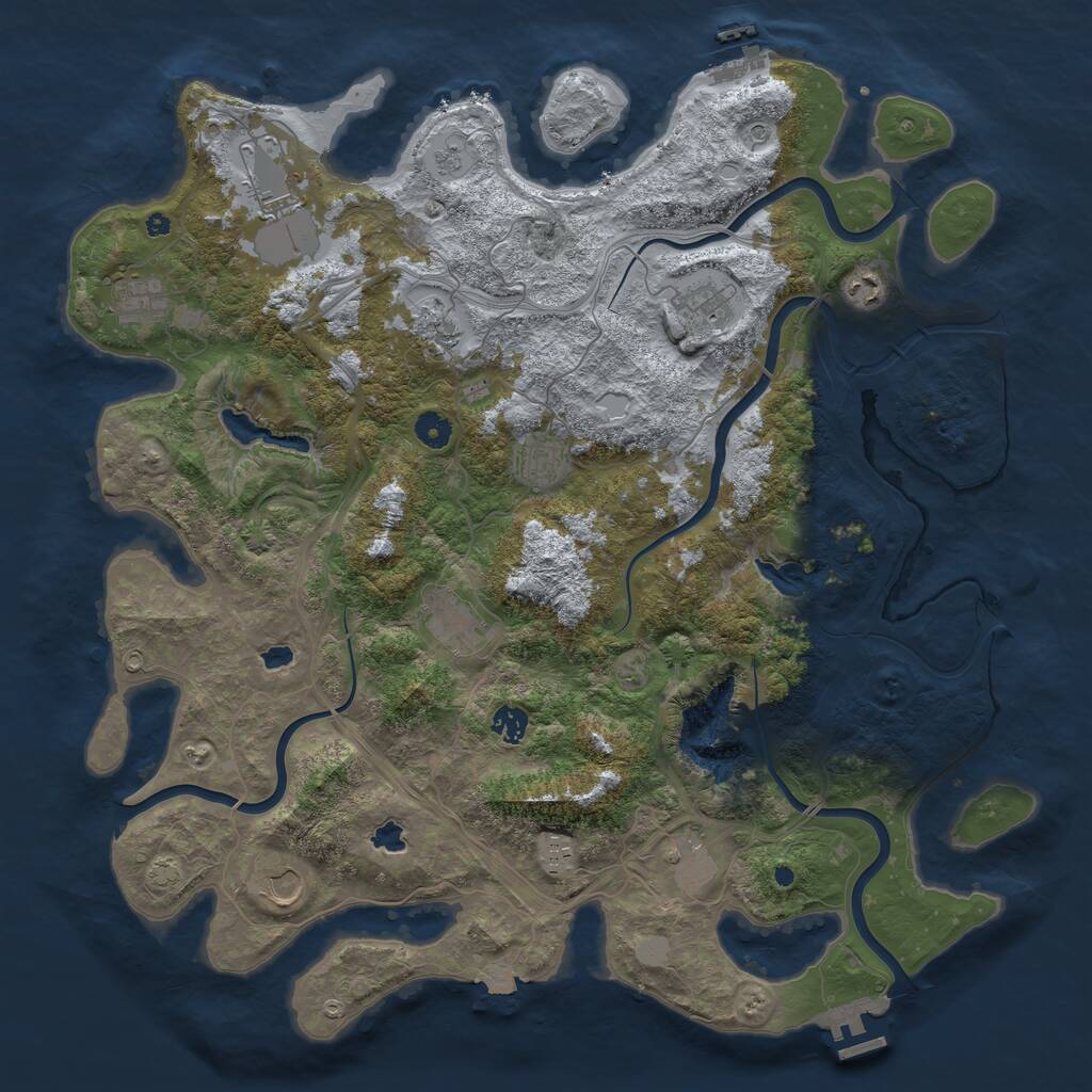 Rust Map: Procedural Map, Size: 4500, Seed: 456443, 17 Monuments